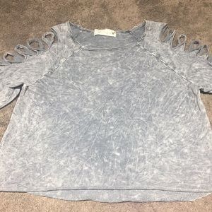 Comfy Vintage Havana acid wash slit sleeved shirt